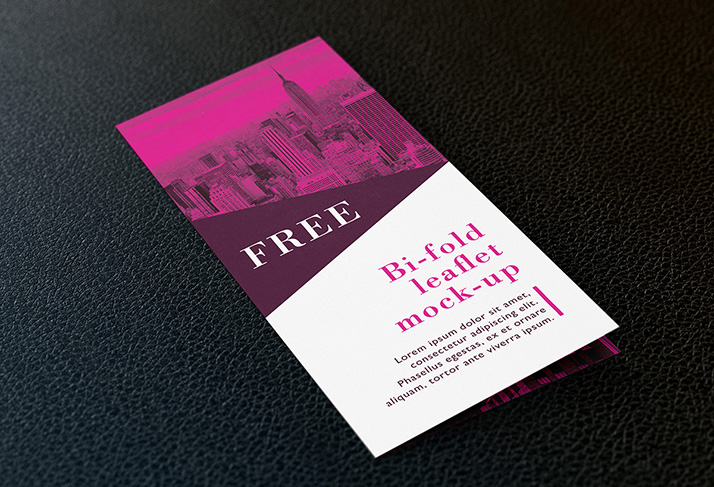 Free bi fold DL leaflet mockup