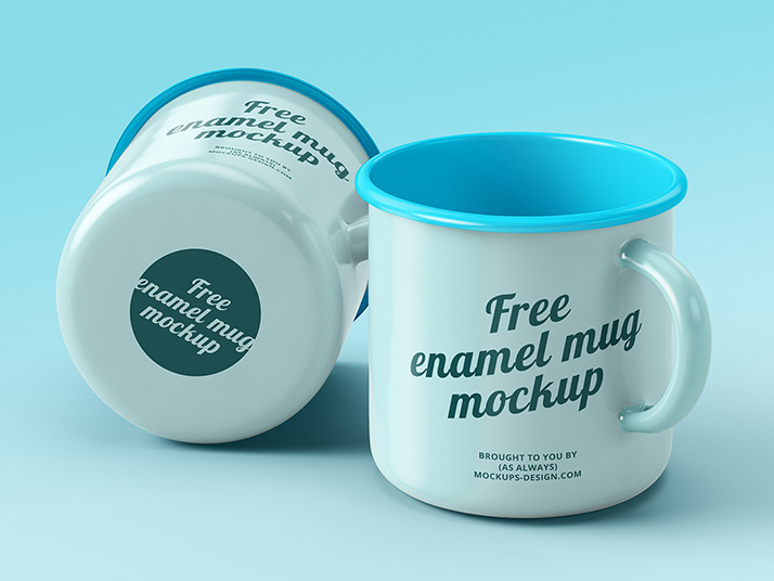 Free enamel mugs mockup