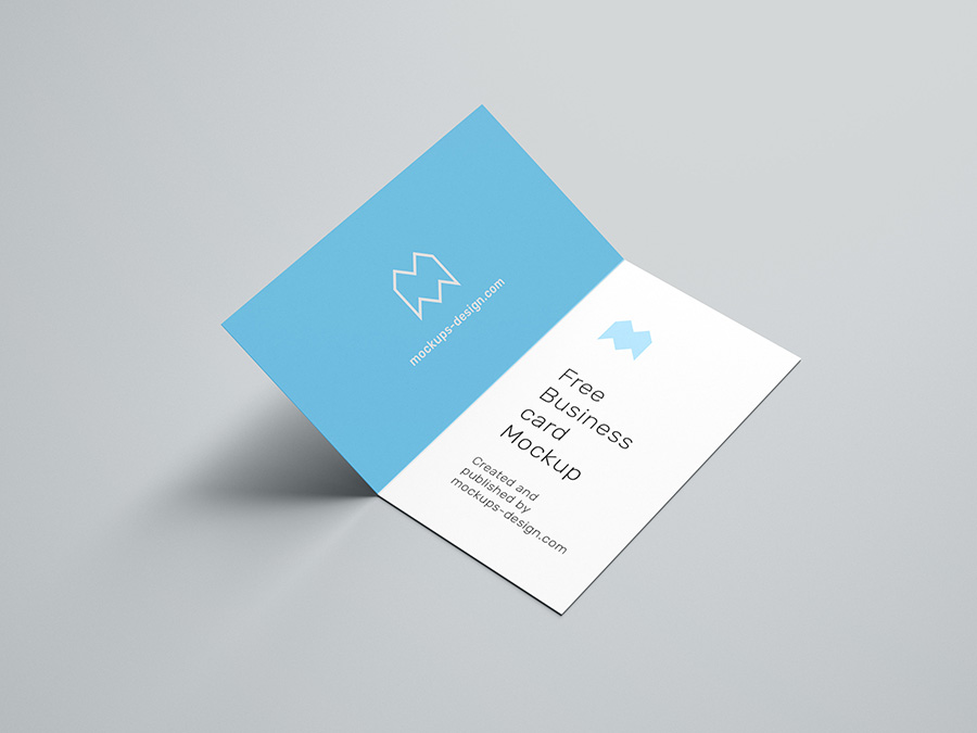 Free folded business card mockup / 90×50 mm
