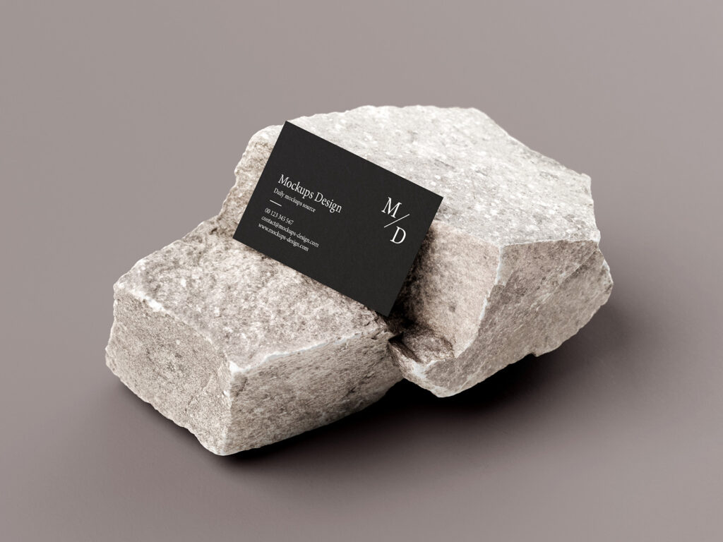 3,5×2 inches business cards on stone mockup