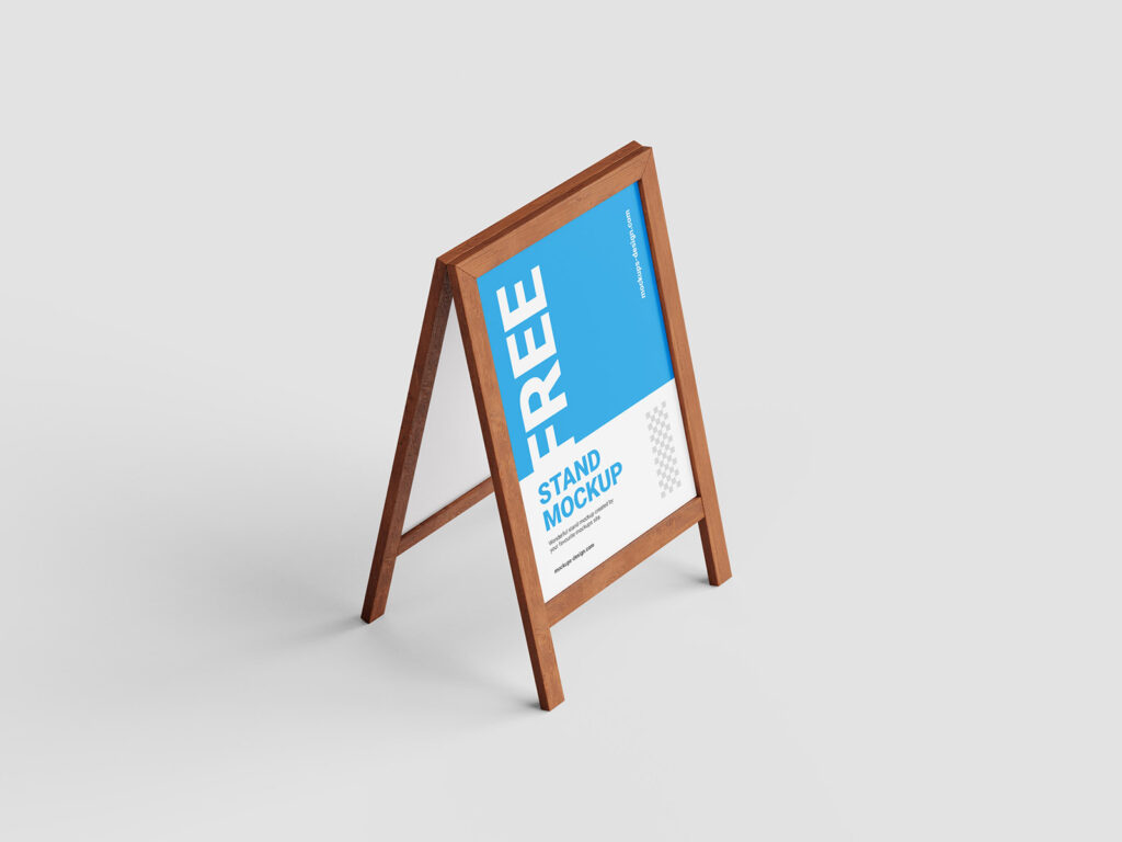 Free wooden stand mockup
