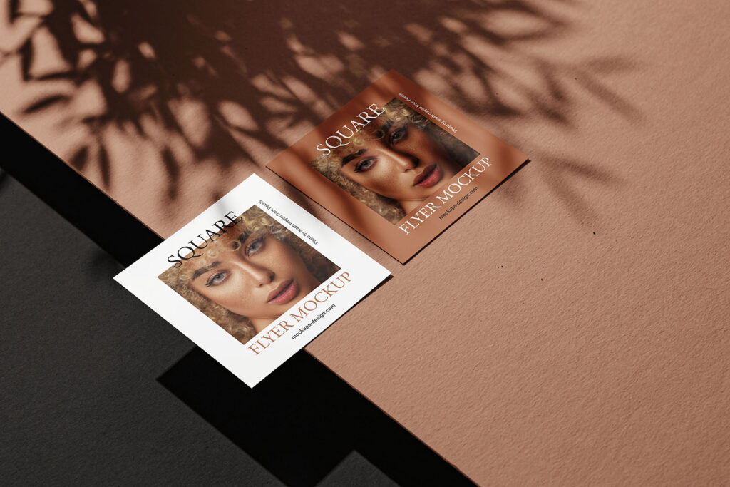 Square flyers and strong shadows mockup